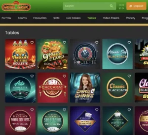 Casino Classic desktop table games collection screenshot showing various table games, categories and filtering options - tested