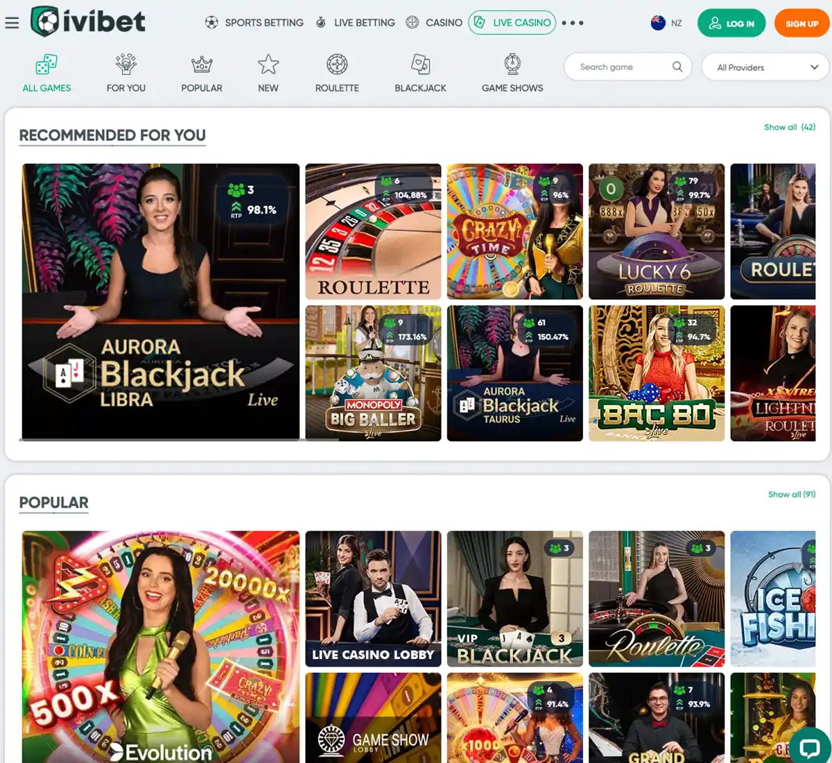 Ivibet Casino desktop live casino screenshot displaying real dealer tables including roulette, blackjack and baccarat with lobby navigation and betting interface   tested