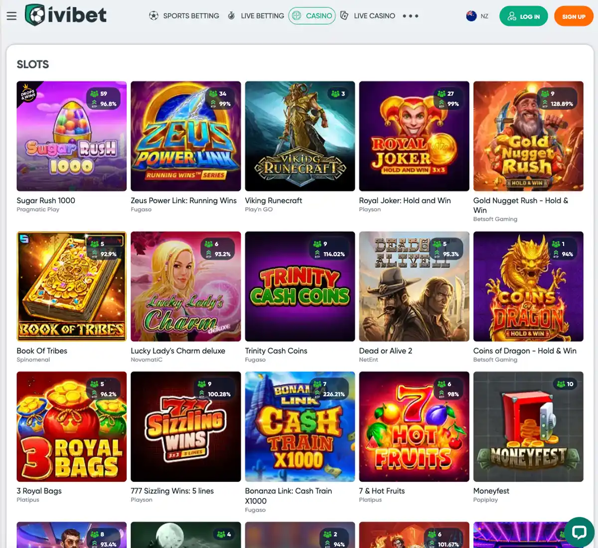 Ivibet Casino desktop slots screenshot showing slot categories, featured titles and game providers in the casino lobby   tested