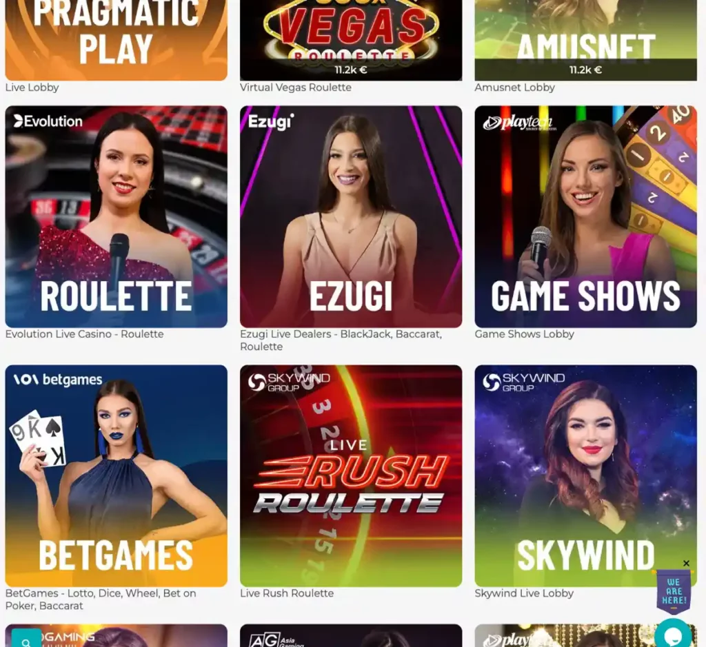 Merlin Casino desktop live casino screenshot displaying real-dealer tables including roulette, blackjack and baccarat with lobby navigation and betting interface - tested