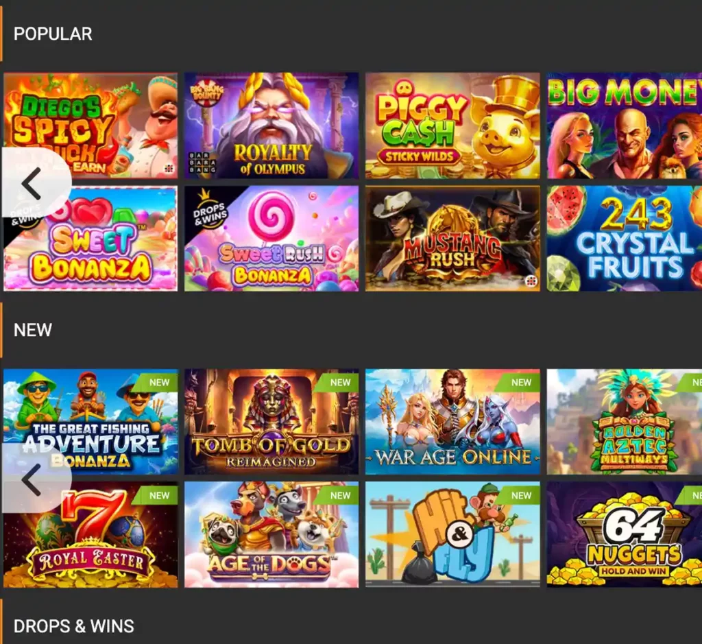 Msc Casino desktop homepage screenshot showing casino lobby with featured games, promotions and top navigation - tested