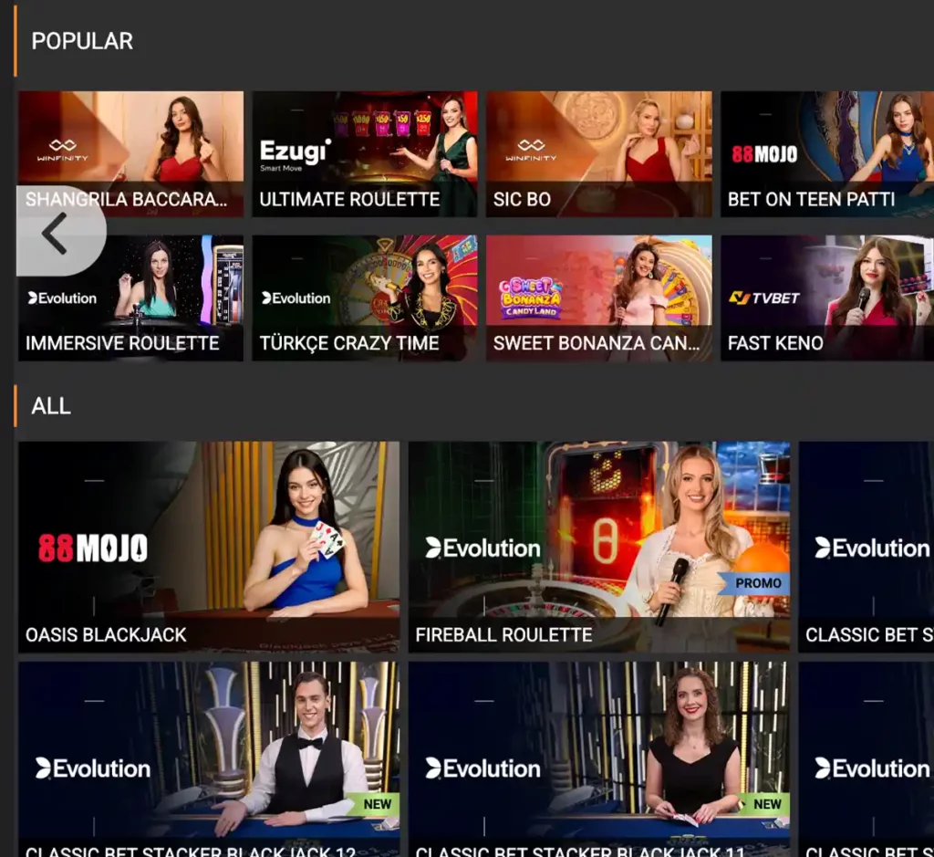 Msc Casino desktop live casino screenshot displaying real-dealer tables including roulette, blackjack and baccarat with lobby navigation and betting interface - tested