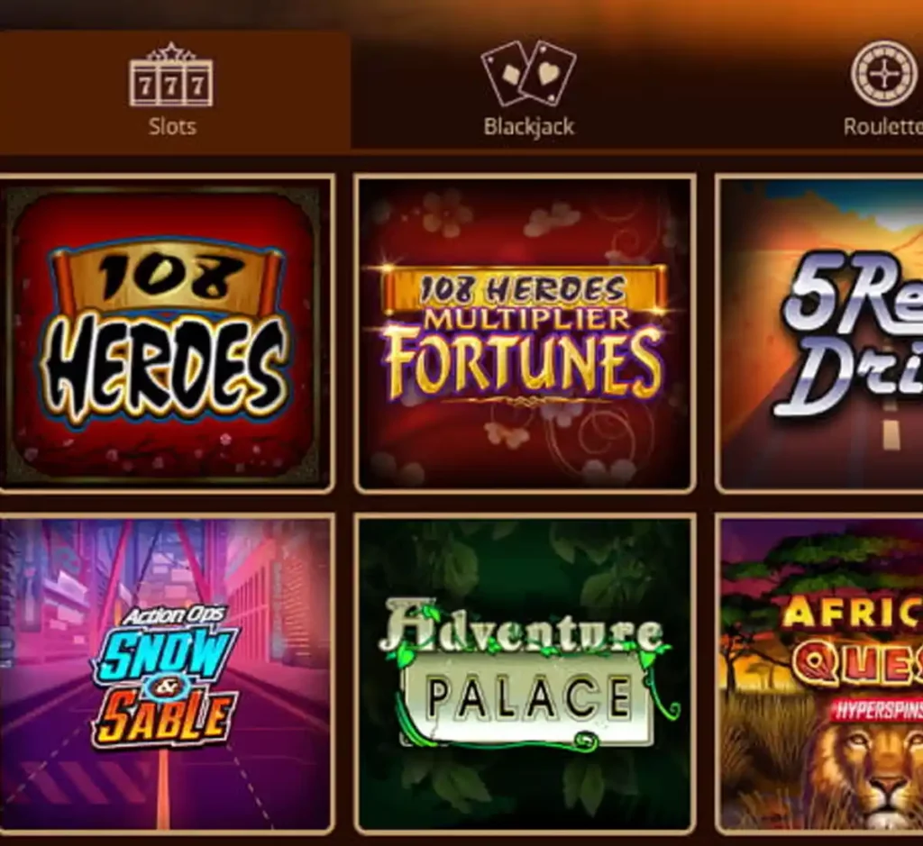 River Belle Casino desktop slots screenshot showing slot categories, featured titles and game providers in the casino lobby - tested