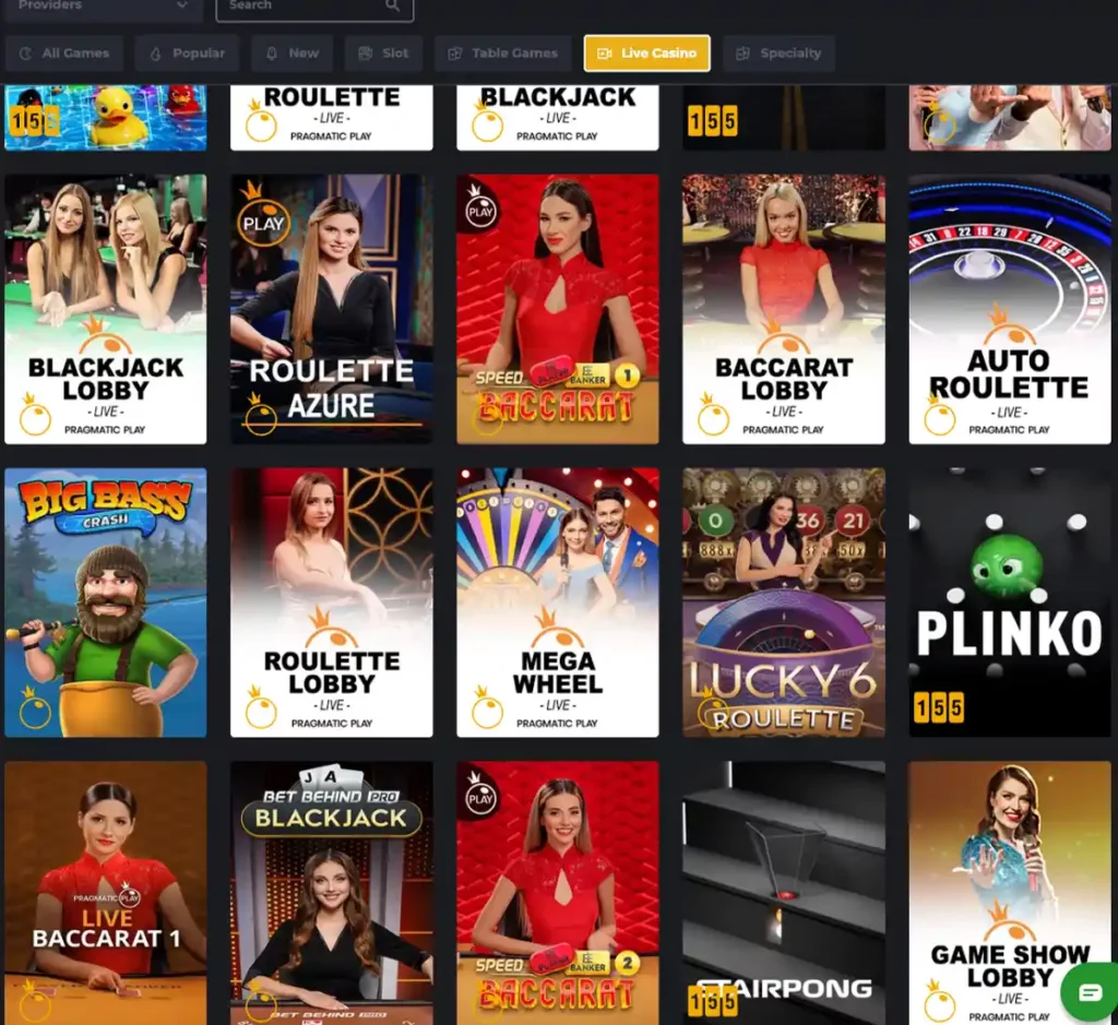 Royal Reels Casino desktop live casino screenshot displaying real-dealer tables including roulette, blackjack and baccarat with lobby navigation and betting interface - tested
