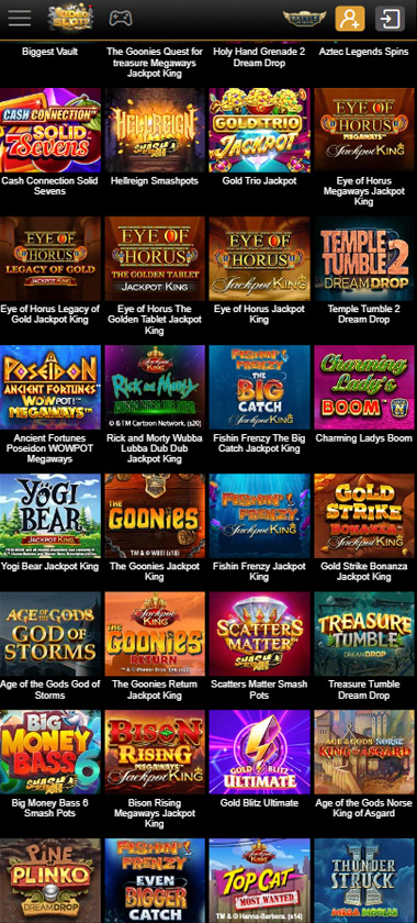 Videoslots Casino mobile slots variety screenshot displaying featured slots, categories and touch-optimized navigation - tested