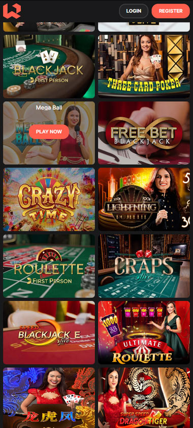 Wettson Casino mobile live casino screenshot showing real dealer tables including roulette, blackjack and baccarat on smartphone interface   tested