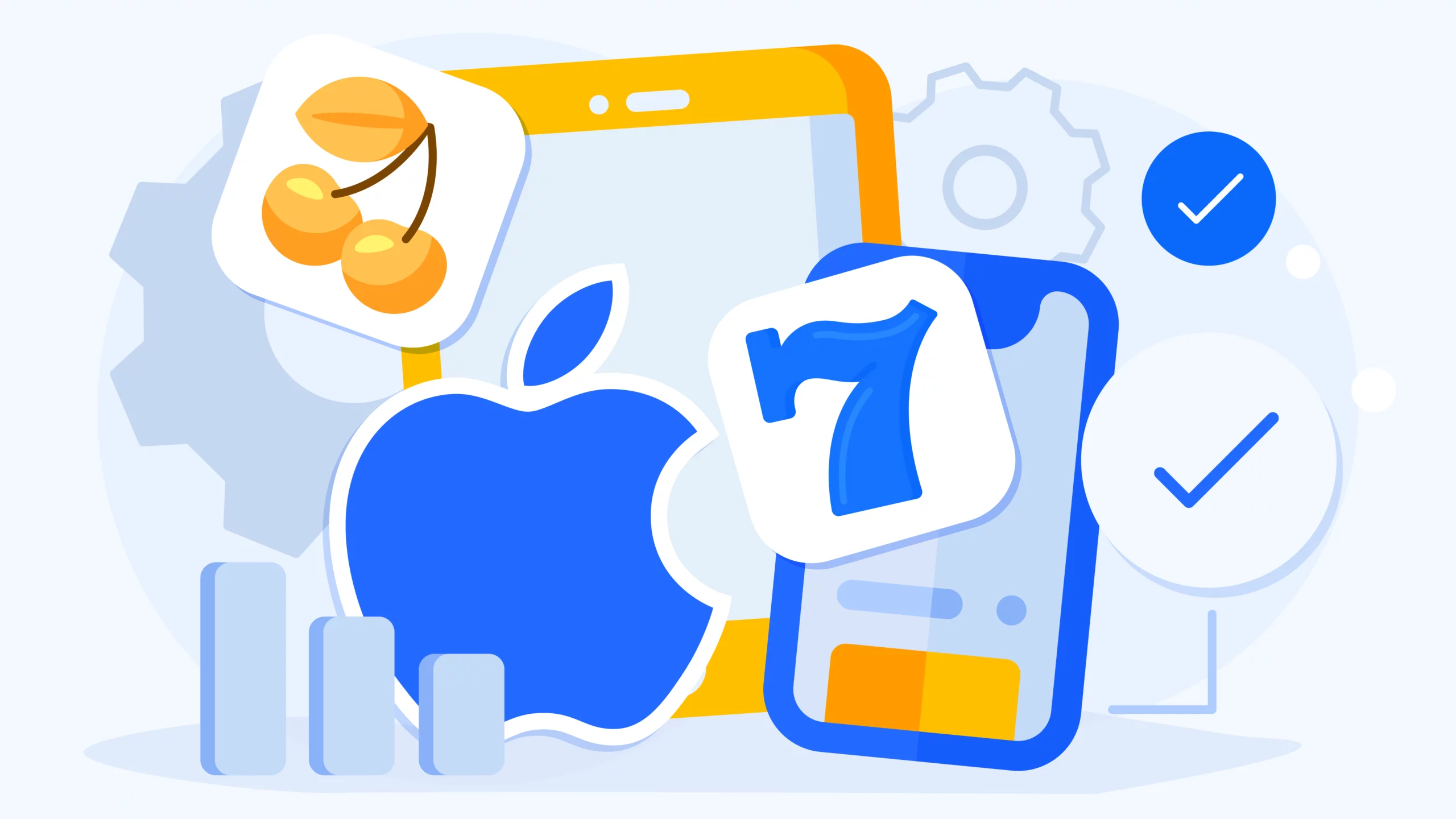 Device compatibility chart showing iPhone 15-11 with iOS 16-17 fully supporting all casino apps, iPhone X-8 with iOS 15 mostly supported, iPhone 7-6s with iOS 13-14 limited support, and iPhone 6 or older not supported with recommendation to use Safari browser instead