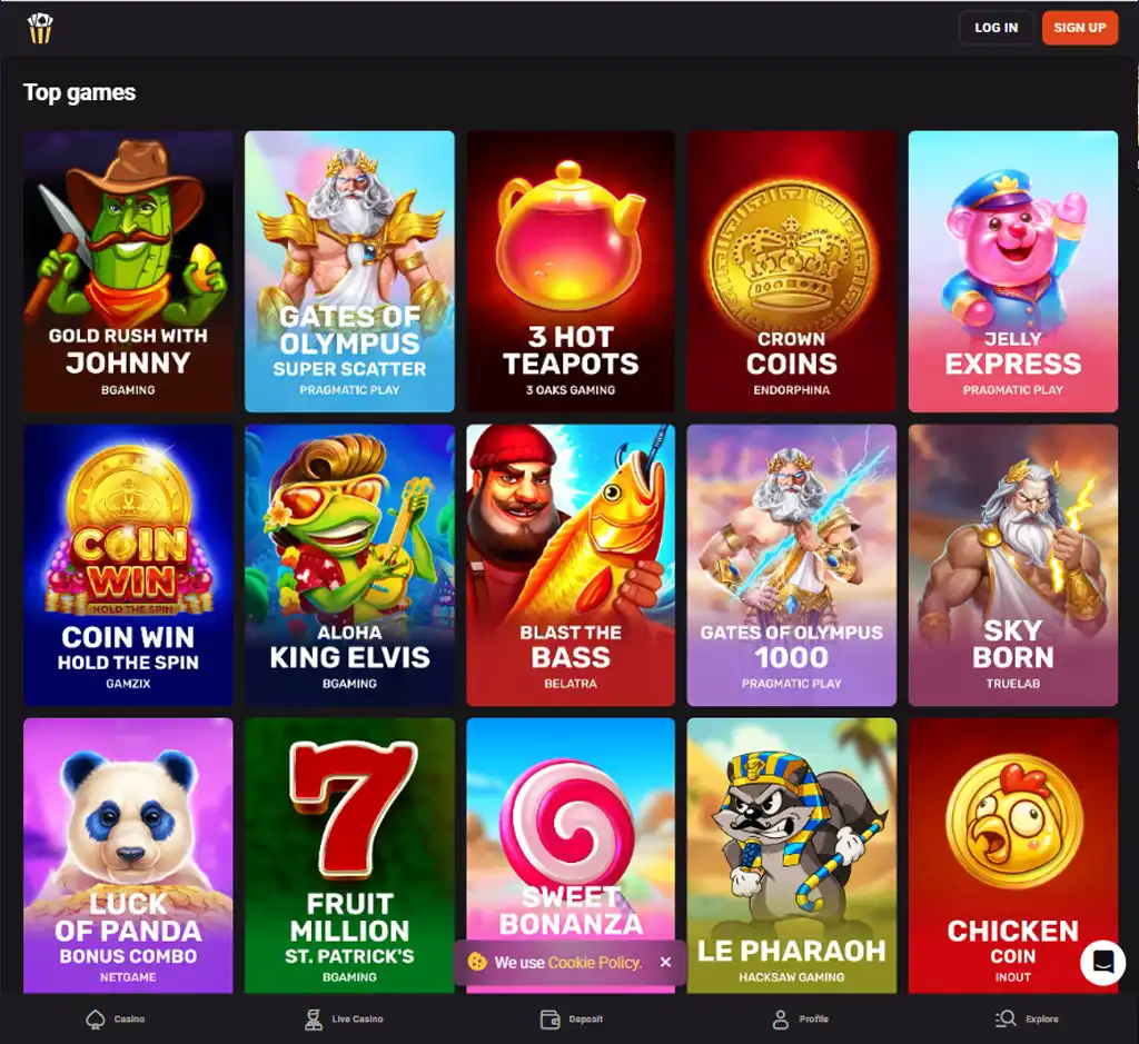 Hollywin Casino desktop homepage screenshot displaying main lobby with featured games, promotions and navigation menu - tested