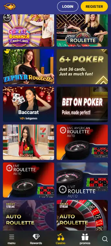 Jasmin Slots mobile live casino interface screenshot showing live dealer tables including blackjack and roulette   tested