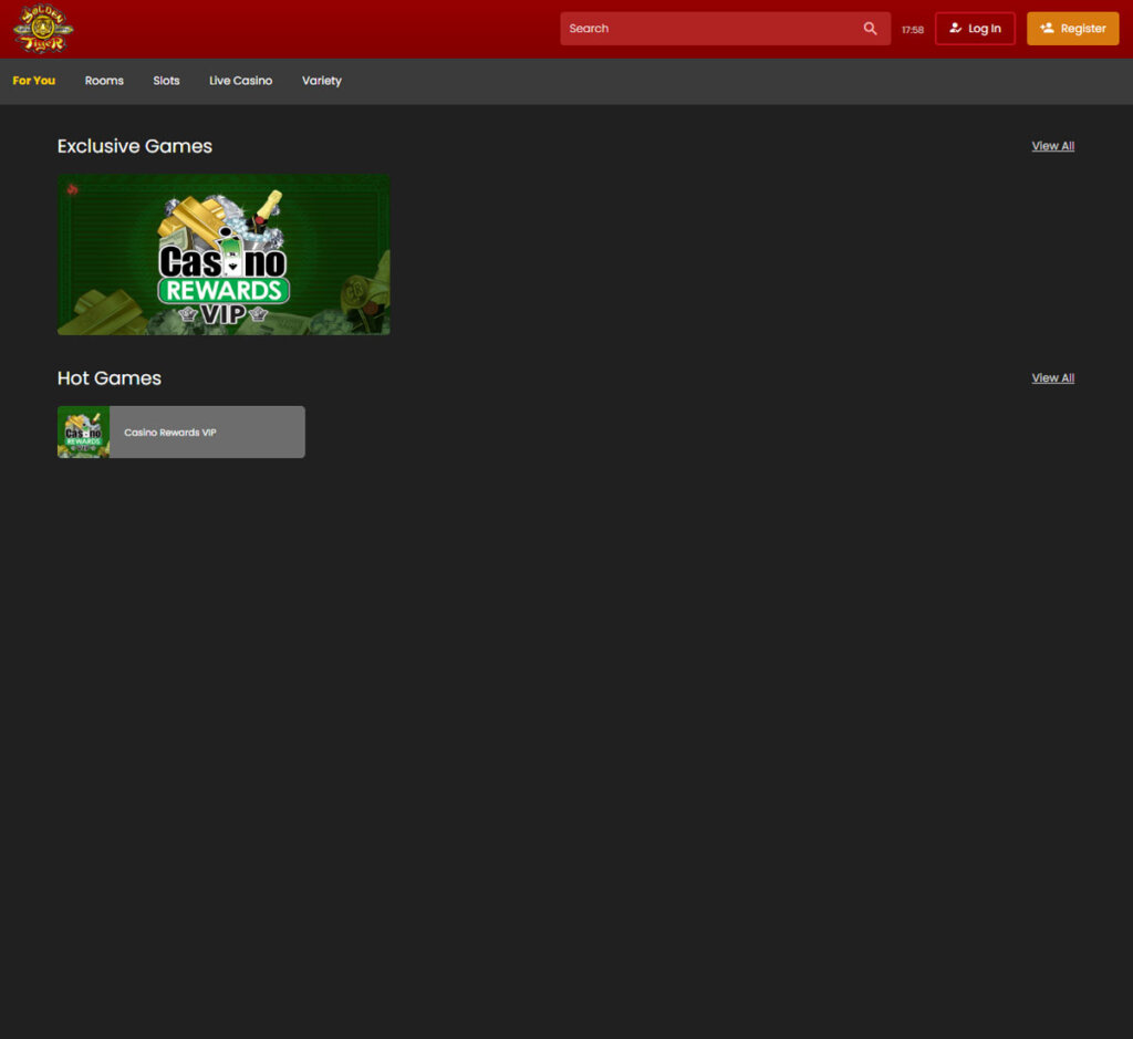 Golden Tiger Casino desktop homepage screenshot displaying main lobby with featured games, promotions and navigation menu - tested