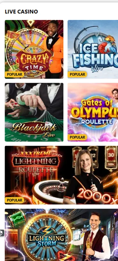 44 Aces Casino mobile live casino interface screenshot showing live dealer tables including blackjack and roulette   tested