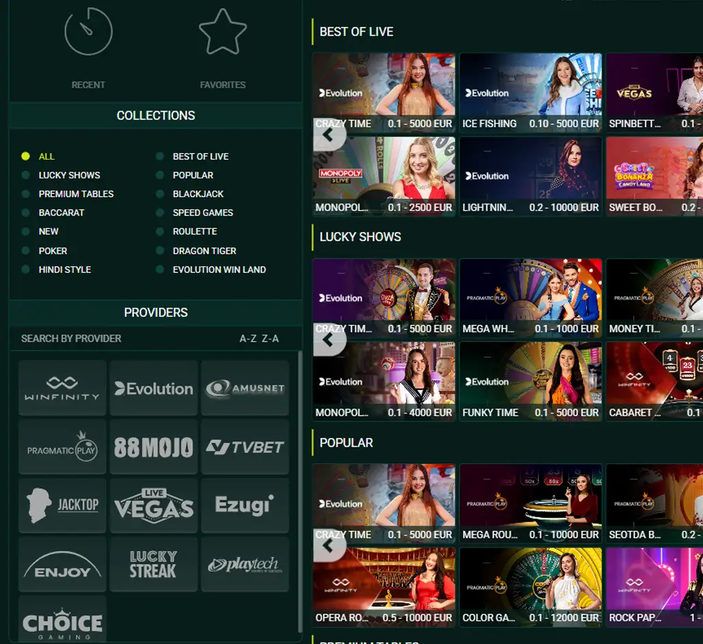 SpinBetter Casino desktop live casino lobby featuring live dealer games and real time streaming interface   tested